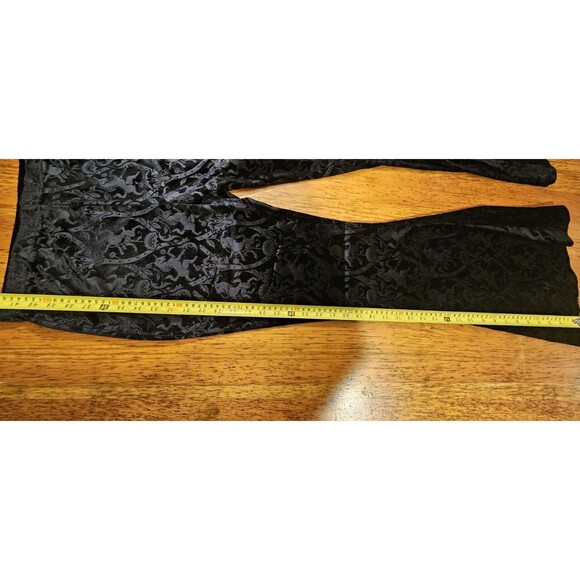 Killstar Chill Daze Yoga Pants Medium Black Velvet Patterned Flare Goth Rare - Picture 12 of 13